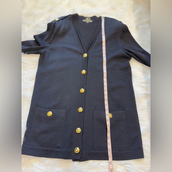 St. John Women’s Black Knit Long V-Neck 6 Buttons Front Cardigan M - Picture 8 of 12